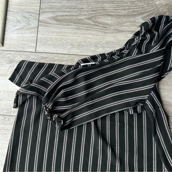 Halogen Pin Stripe One Shoulder Chiffon Blouse - Picture 10 of 14